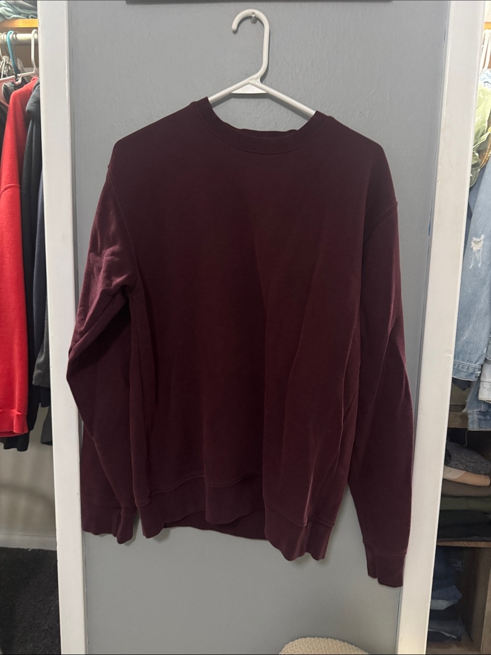 Lands' End Women's Crewneck Sweater in Burgundy
